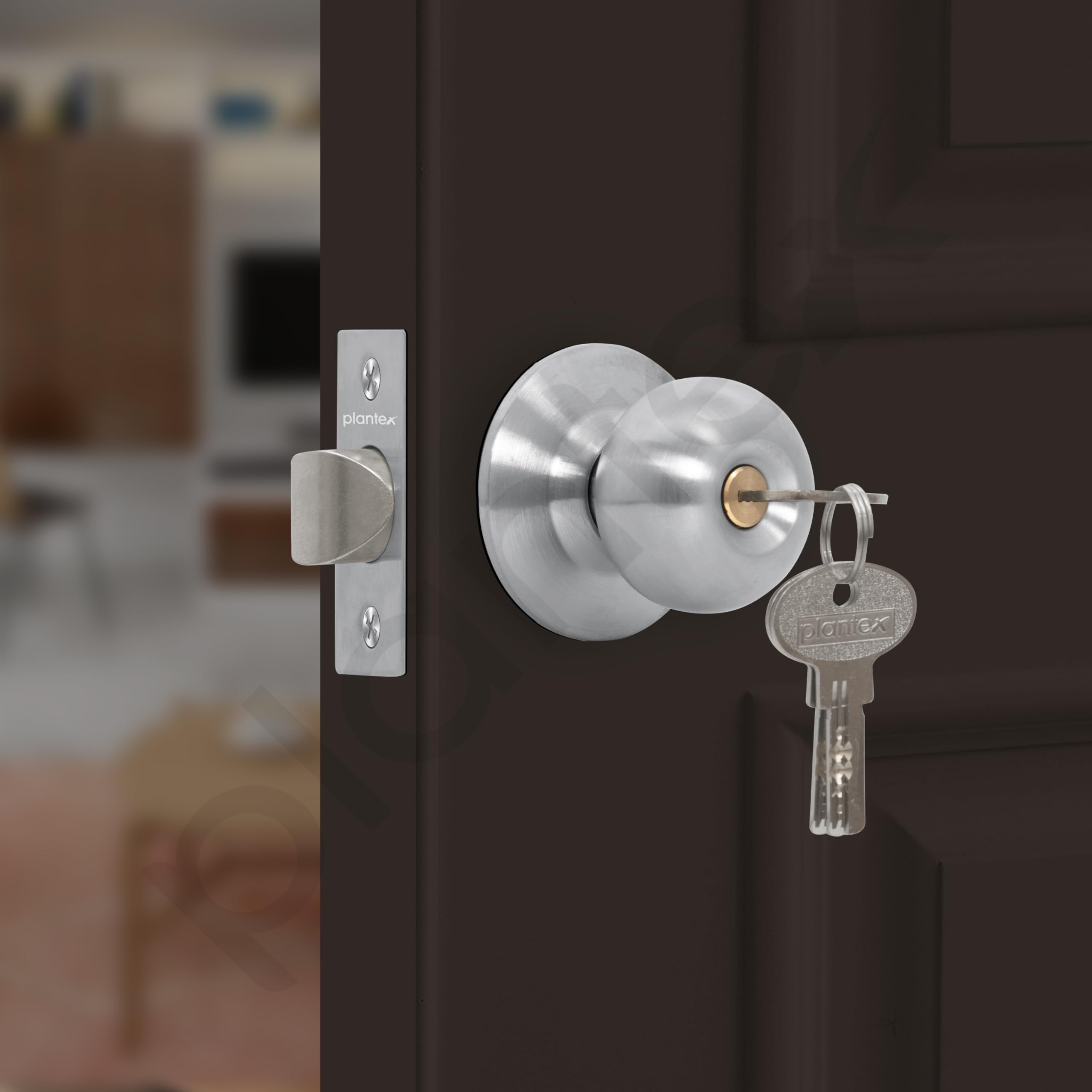 Plantex Stainless Steel Door Lock - Cylindrical Lock with 3 Keys/Tubular Door Knob/Lock for Main Door/Bedroom (Matt) — Amazon image 9