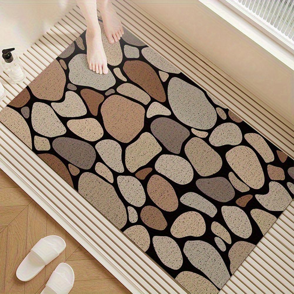 Antypoślizgowa mata prysznicowa Mata kamyczkowa – gumowa Loofah szybka(Brown,80x120cm)