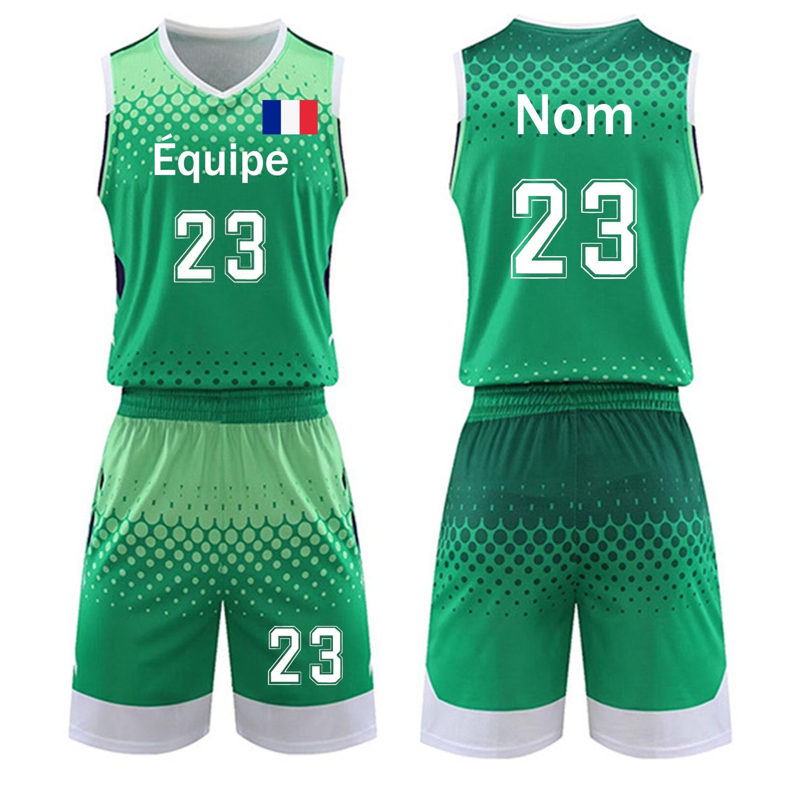 Maillot de basket personnalisé vert enfant adulte évite les erreurs de taille équipe logo