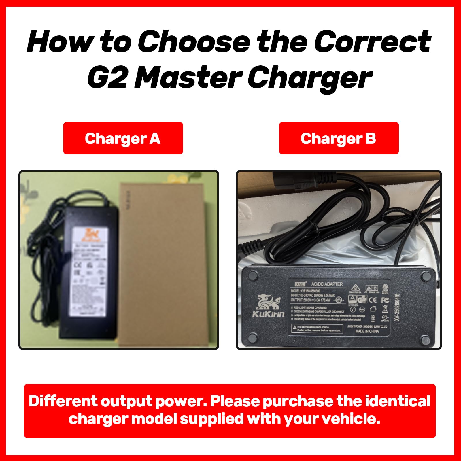 KuKirin G2 Master Chargeur (B) compatible avec scooter électrique KuKirin G2, accessoire de rechange pour scooter