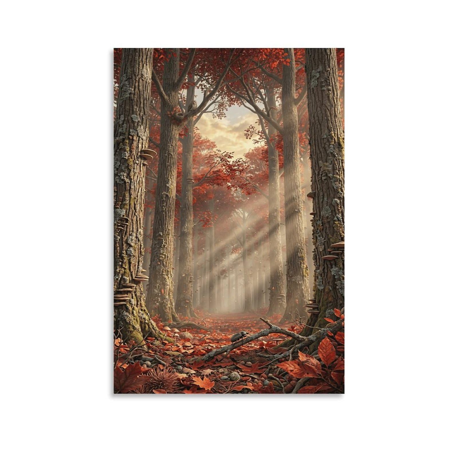 XPASHIQWC Autumn Red Maple Forest Wall Decor Poster Giclee Canvas Prints Modern Wall Art Picture Wall Hanging for Home Decorations 20x30inch(50x75cm)