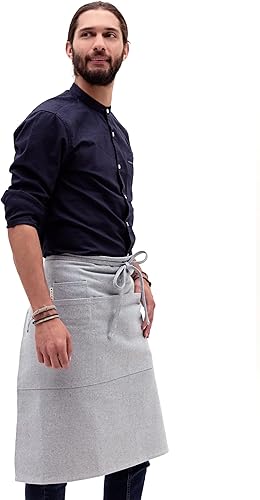 Miniatura 2 de Bistro Apron with Pockets - Server Aprons With 3 Pockets for Men Women, Kitchen, Restaurant, Delantales de Cocina