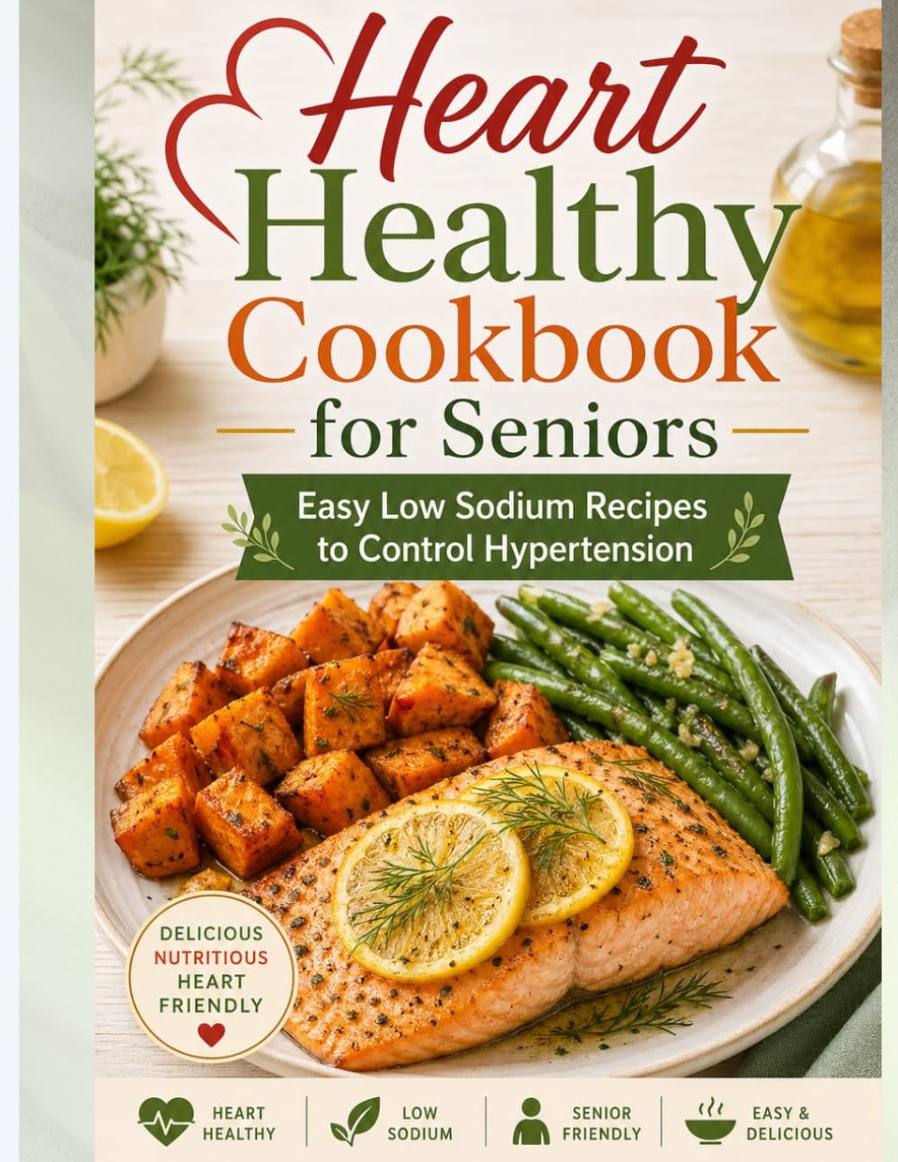 Heart Healthy Cookbook for Seniors: Easy Low Sodium Recipes to Control Hypertension: A 30-Day Meal Plan to Lower Blood Pressure, Reduce Cholesterol, ... Vitality with Simple, Flavorful Ingredients
