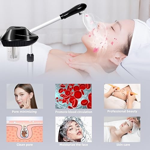 Miniatura 3 de Vaporizador facial profesional sobre ruedas con ajuste de tiempo, vaporizador de esteticistas con más vapor para limpieza profunda e hidratación,