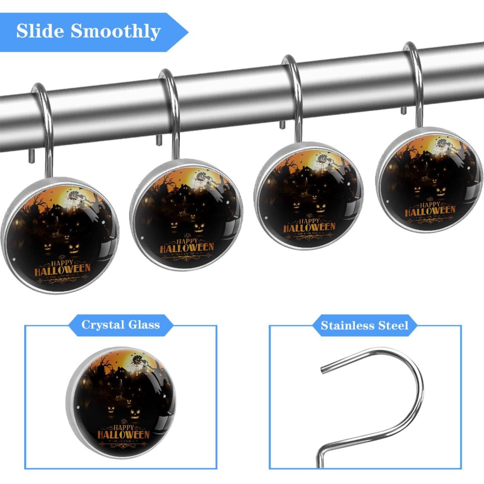 Set 12 Ganci Tenda Doccia Halloween - Ganci Cranio Decorativi Per Bagno