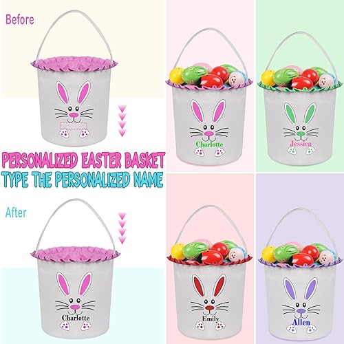Miniatura 3 de VAPCUFF Cestas de Pascua para niñas y niños, cesta de Pascua personalizada, regalos de Pascua para niños, cestas de huevos de Pascua, cestas de