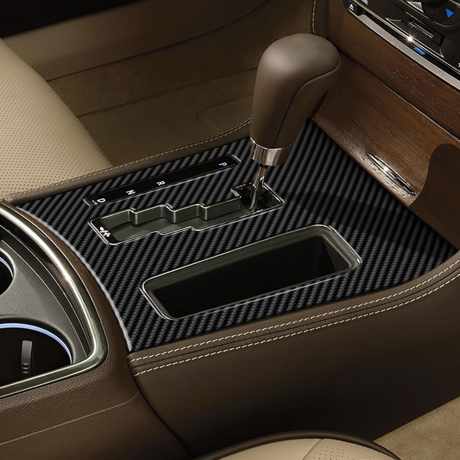 for Chrysler 300 300C (2011-2014) Gear Shift Panel Cover Carbon Fiber Frame, Center Console Decor Panel Protect Car Interior Trim Accessories, Black (Size A)