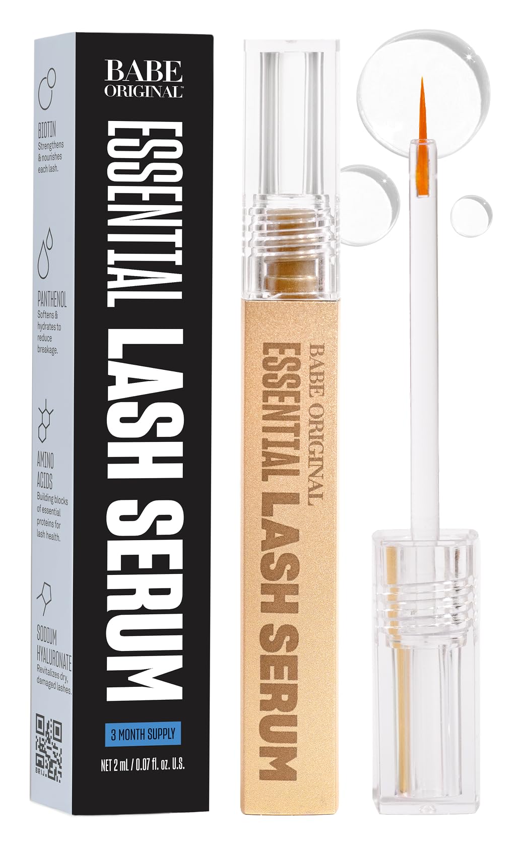 BABE ORIGINALLash Serum - Fuller & Longer Looking Eyelashes, Lash Enhancing Serum, for Natural Lashes and Lash Extensions, 2mL, 3-month Supply