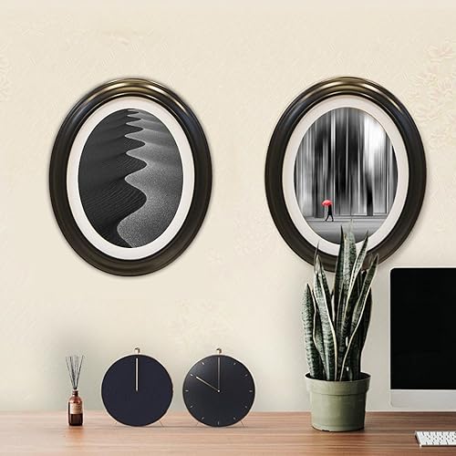 Miniatura 7 de Voittozege Paquete de 3 portarretratos ovalados, 9 x 11 pulgadas, marco clásico ovalado de madera negra con tornillos de montaje y ganchos, marco