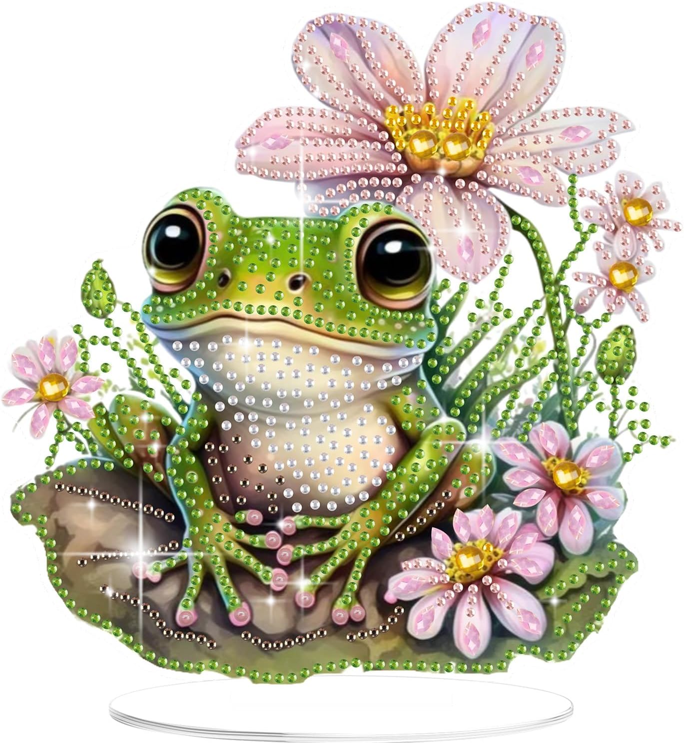 Bowetile Frog Diamond Art Desktop Ornaments Kits for Adults Beginners, 5D Special Shape Diamond Art Painting Animals Tabletop Ornaments, Crystal Gem Art Painting for Home Table Decor Crafts Gift