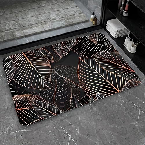 Miniatura 20 de Alfombra de baño - Alfombra de baño, mármol abstracto dorado - Absorbente antideslizante de secado rápido resistente a las manchas fácil de limpiar