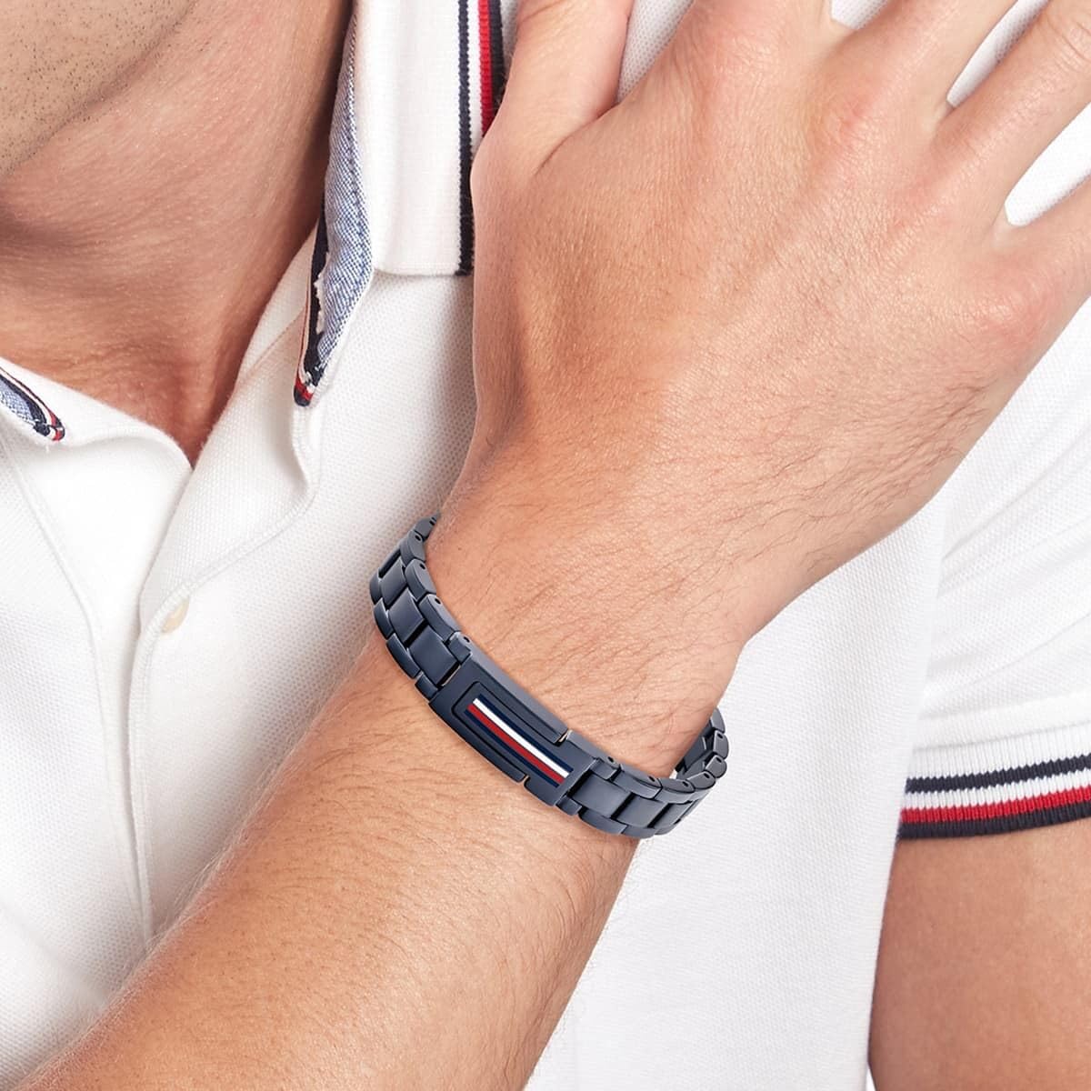Tommy Hilfiger Biżuteria męska bransoletka ogniwowa ze stali nierdzewnej z niebieskim platerowaniem - 2790598, Jeden rozmiar, Stal nierdzewna, Bez kamieni szlachetnych