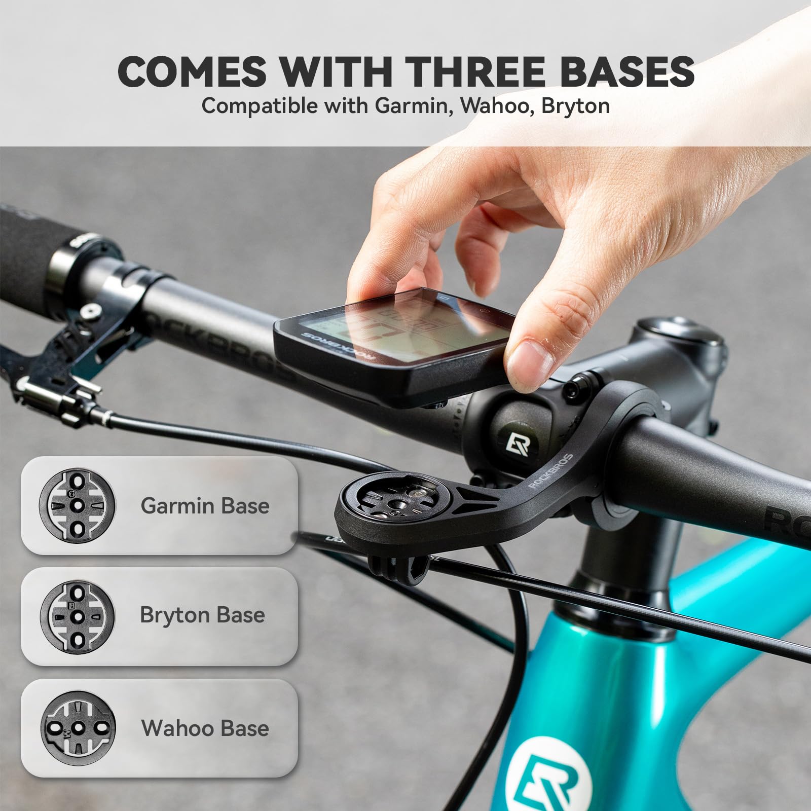 ROCKBROS Supporto Manubrio Per Ciclocomputer Con Prolunga – Lega Alluminio Viola – Sgancio Rapido Per Garmin/Wahoo/Bryton E Action Cam