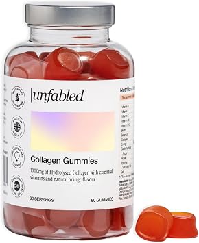 Unfabled Collagen Gummies for Women, 60 Gummies, 1000mg Hydrolysed Bovine Collagen with Biotin, Selenium & Vitamins A, B6, B12, C & E, Biotin Supports Normal Hair & Skin