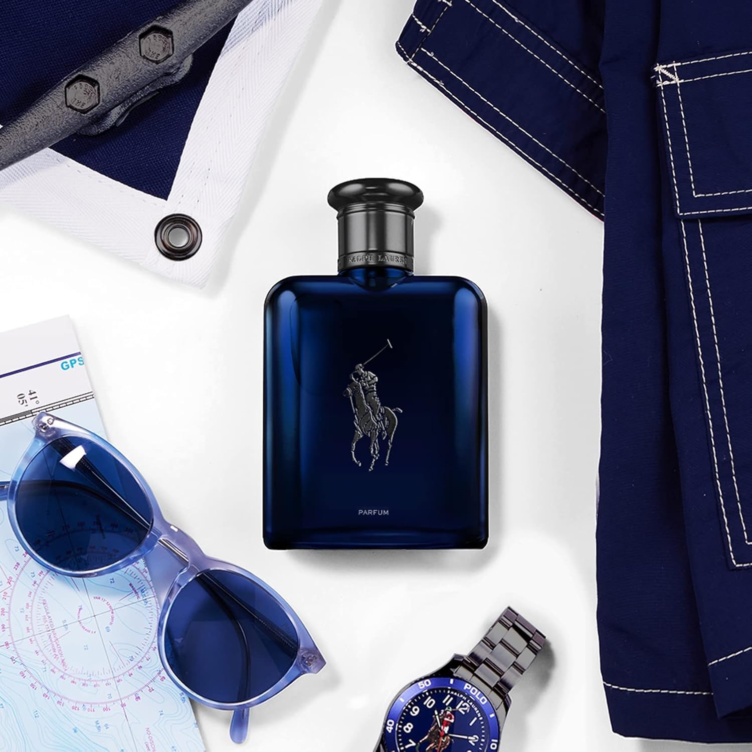 Ralph Lauren Polo Blue Parfum für Herren, fruchtig-holziger Duft mit Mandarine, Rosa Pfeffer & Patchouli, für anspruchsvolle Männer