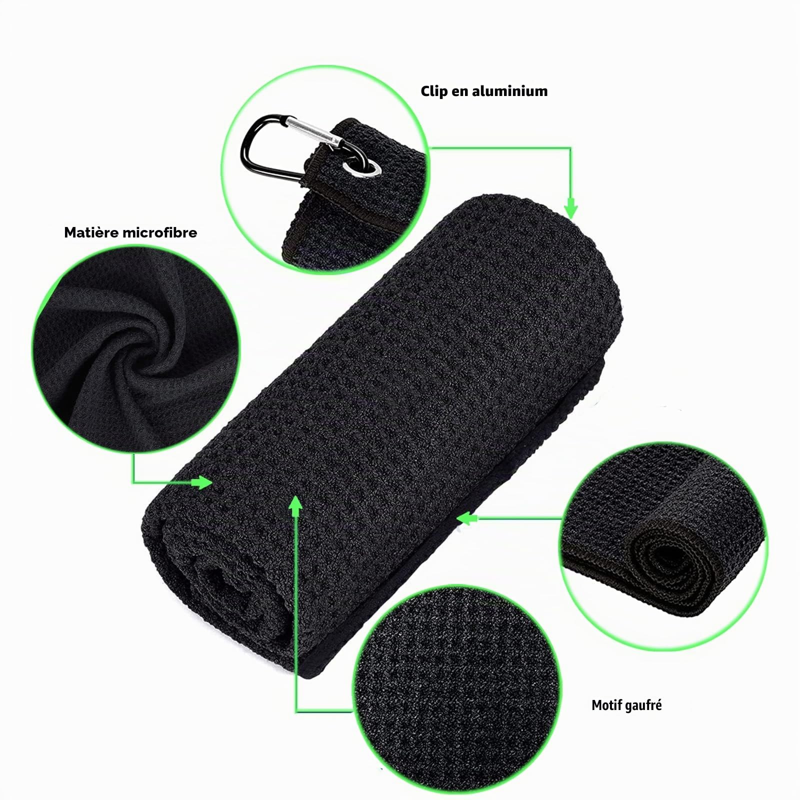 Kit de Nettoyage pour Club de Golf - Brosse de Nettoyage Pliable en Microfibre - Outil de réparation de Golf avec marqueur de Balle - Kit de Nettoyage Pratique pour golfeurs