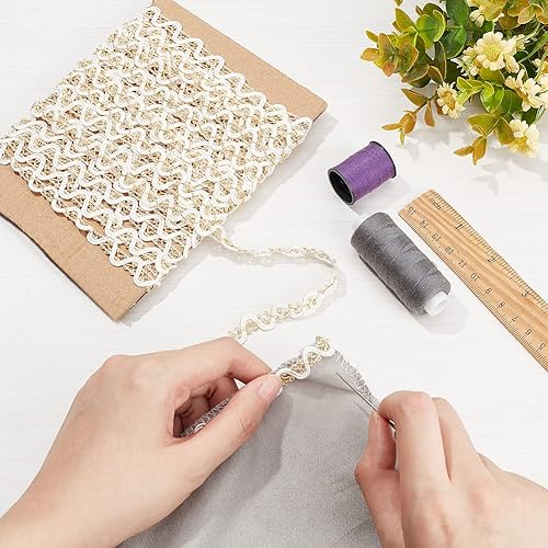 Miniatura 6 de PandaHall - Cinta de encaje de ciempiés metálico de 20 yardas, cinta de encaje de ciempiés de dos tonos, decoración de trenza dorada, cinta de