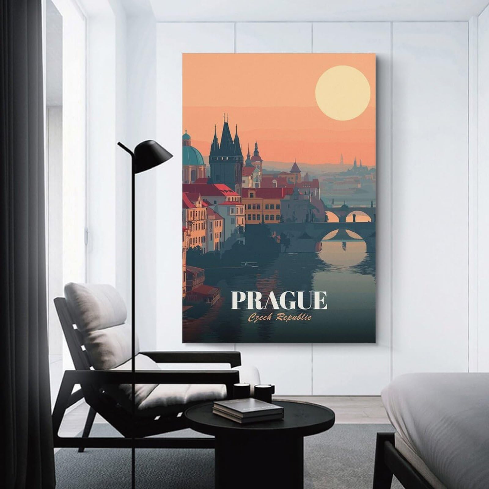 Junmoney Prague, Czech Republic Travel Room Decor Wall Art, 20x30inch(50x75cm), for Office, Study Or Home Workspace, A Smart Decor Choice for Study Walls