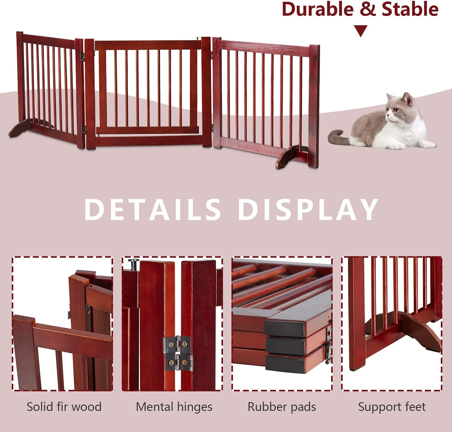 Buy Kinfant Wood Dog Gate for Doorways, Freestanding Pet Gates for Dogs