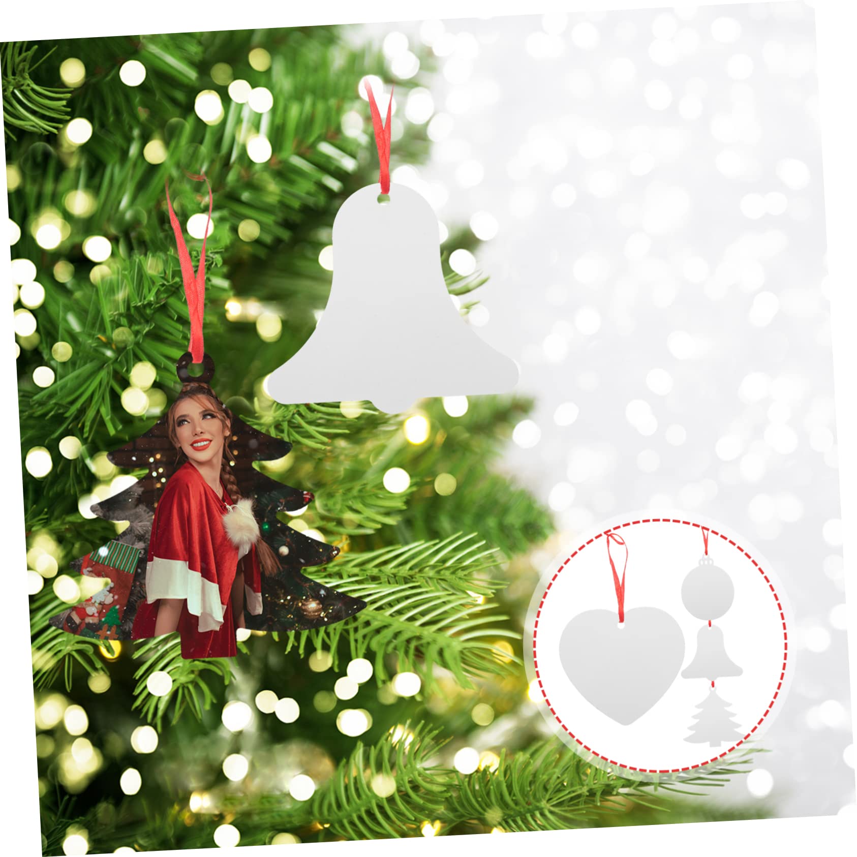Zerodeko 4 Juegos Adorno De Sublimación De Aluminio Puerta Adornos para Arboles De Navidad Ganchos De Navidad Decoraciones Calcomanías Decoración Adornos Navideños Rellenables 4 Piezas X 4