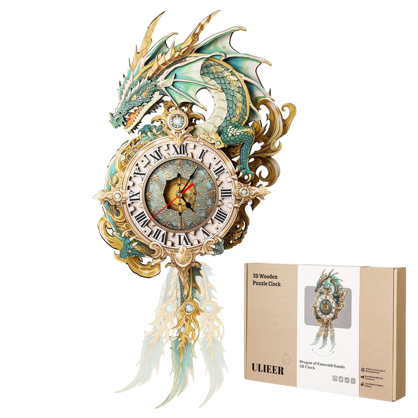 3D Puzzles for Adults Dragon Clock Crafts for Adults Wall Clock