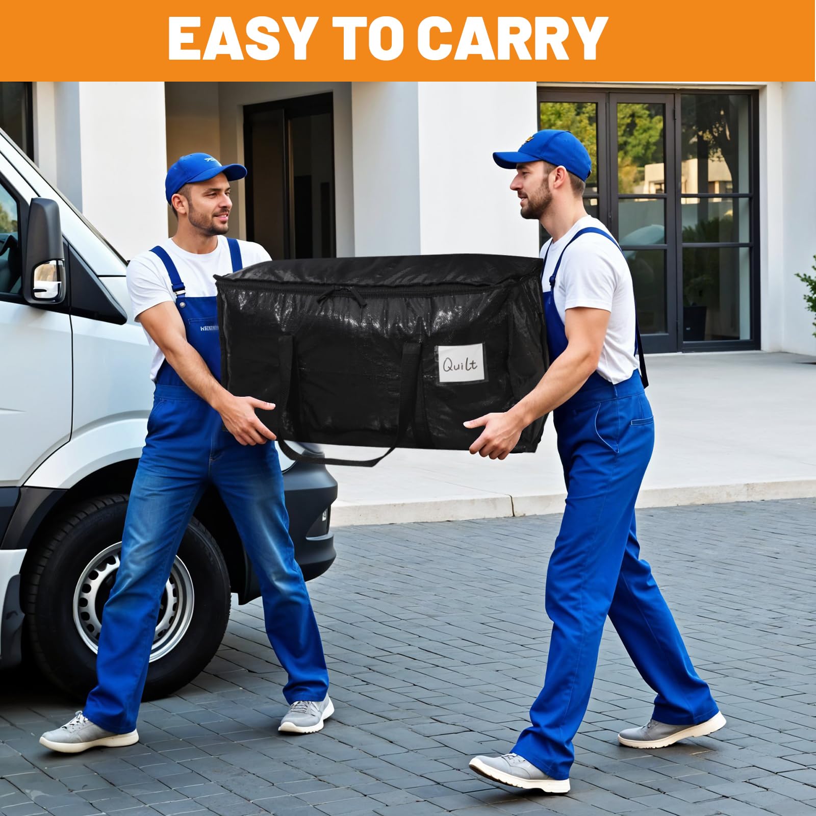 SUNNOW Lot de 6 grands sacs de déménagement imperméables de 90 L, sacs de rangement pour vêtements Noir