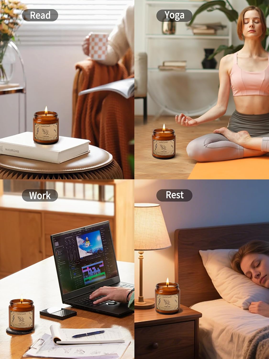 Candles for Home Scented, 16oz Large Jar Scented Candle – Cedarwood Soy Wax Candle with 100 Hour Burn Time, Long Lasting Aromatherapy Candle for Cozy Home Fragrance, Relaxation & Decorative Gift - Image 5