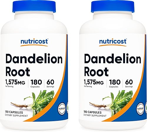 Miniatura 7 de Nutricost Cápsulas de extracto de raíz de diente de león, 525 mg (180 cápsulas), 1575 mg por porción, sin OMG, sin gluten