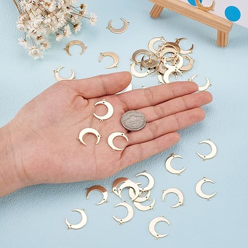 Miniatura 7 de Craftdady Colgantes de metal de oro de 18 quilates con diseño de luna creciente, colgantes, flores, corazón, sol, estrella, taza de café,