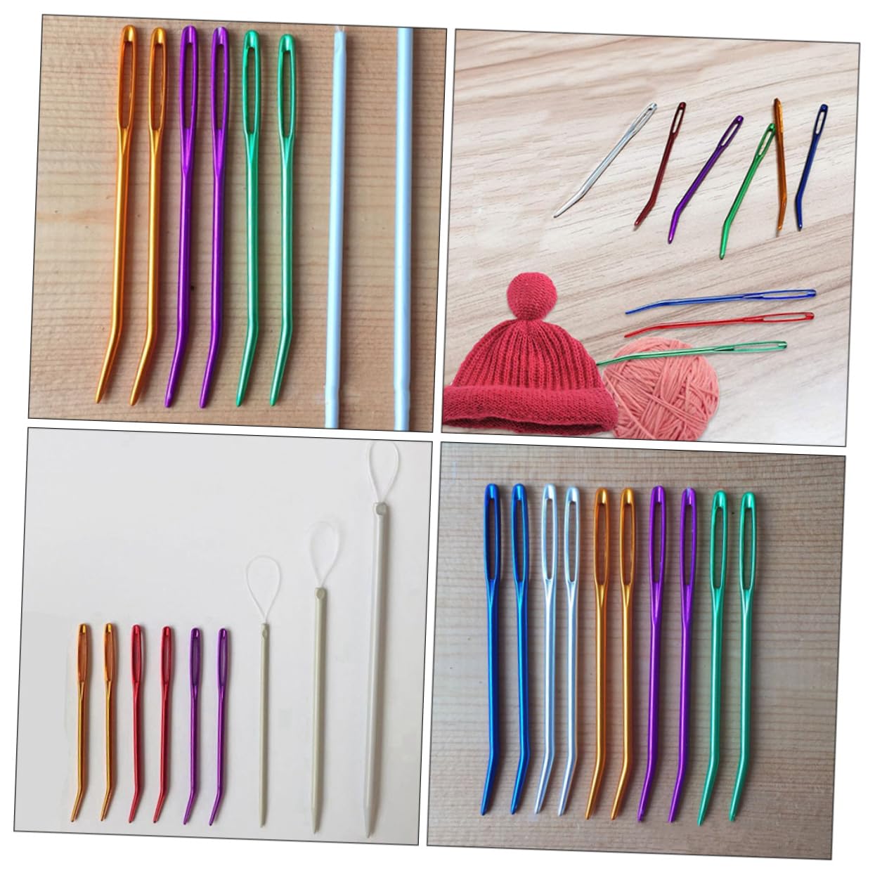 TEHAUX 60 Pz occhiello ago da tappezzeria in alluminio aghi ago da cucito portatile knitting needles spilli da cucito ago filato professionale ago per filo di sicurezza Colorful