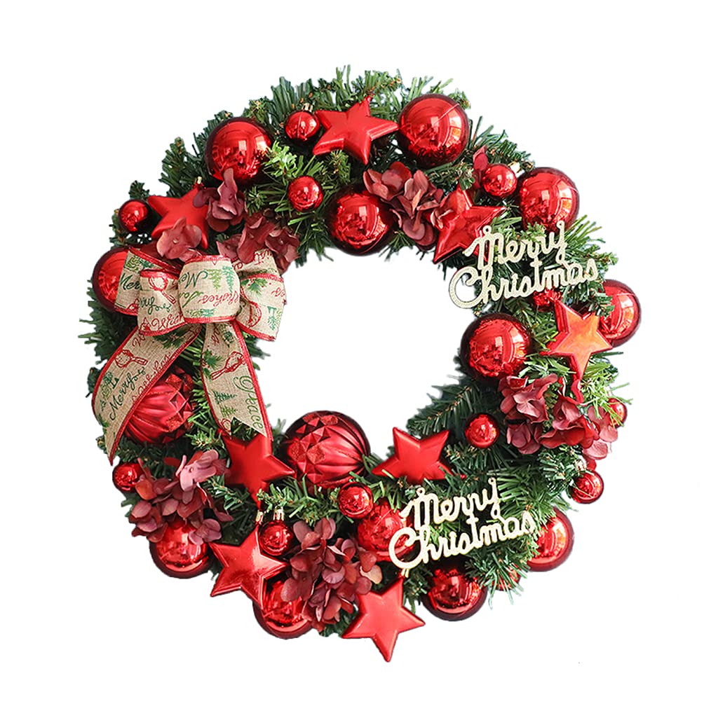 Couronne de Noël décorative avec nœud et baies rouges pour salon et vitrine