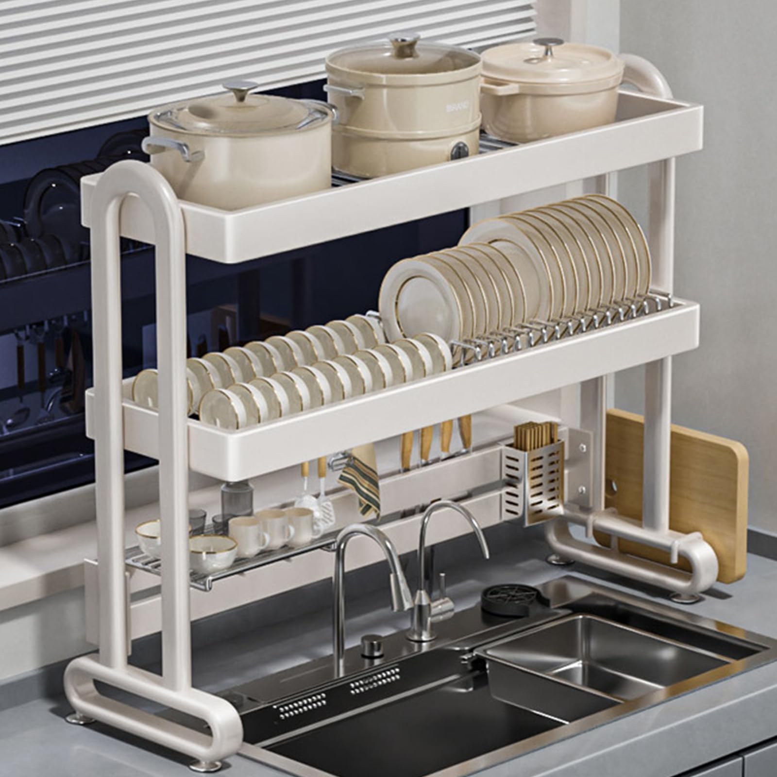 SaryEdge OverSink Dish Rack 2/3Tier Large Stainless Steel Kitchen Drying Rack SpaceSaving Dish nizer with Utensil Holder Perfect for Kitchen Storage,