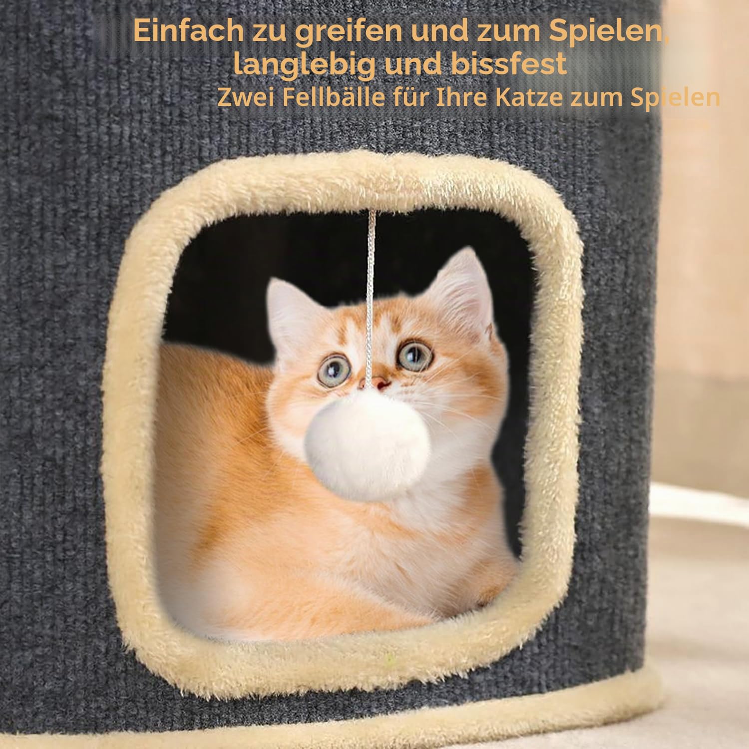 UBRAVOO 2-lagiges Katzenhaus Katzenhöhle für Innenkatzen Rechteckiges Katzenhaus Hängespielzeug Indoor