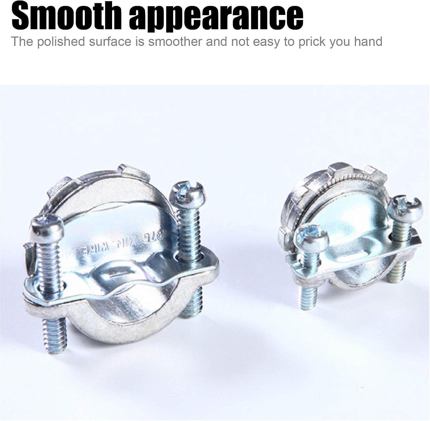 Fuzbaxy12pcs Clamp Type Cable Connectors for Metallic Conduit Protect Cables Silver (1/2 Inch-6pcs,3/4 Inch-6pcs)
