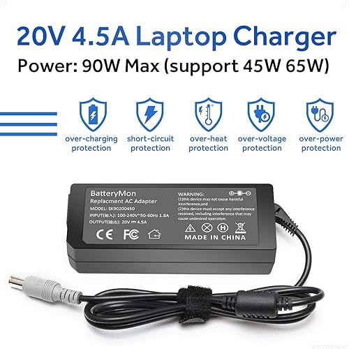 Miniatura 2 de BatteryMon 90W 20V 4.5A AC adaptador cargador de corriente para ThinkPad T400 T410 T420 T420s T430 T430s T500 T510 T530 X120e X200 X220 X220s X230