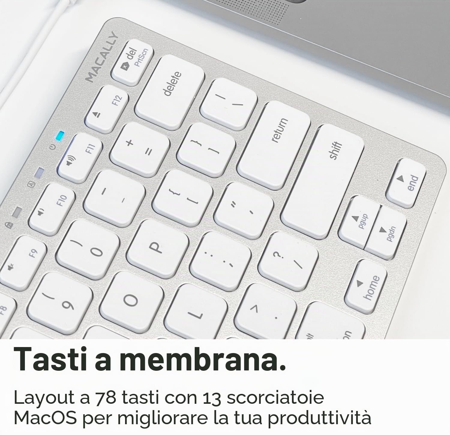 Macally SLIMKEYCA, Compact USB-A Keyboard for Mac, US QWERTY Key cap Layout