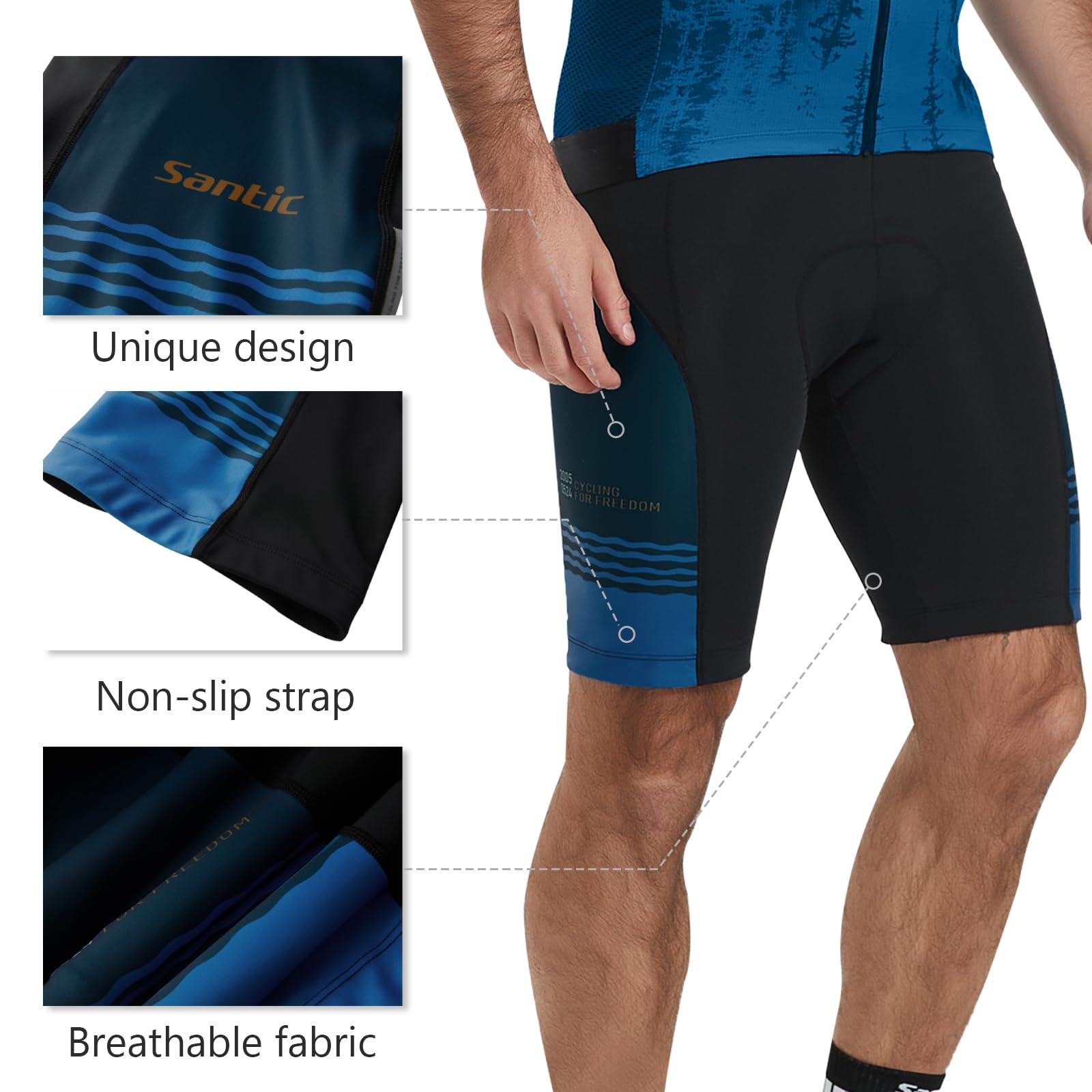 Santic Pantalones Cortos Ciclismo Acolchada Pantalones Bicicleta