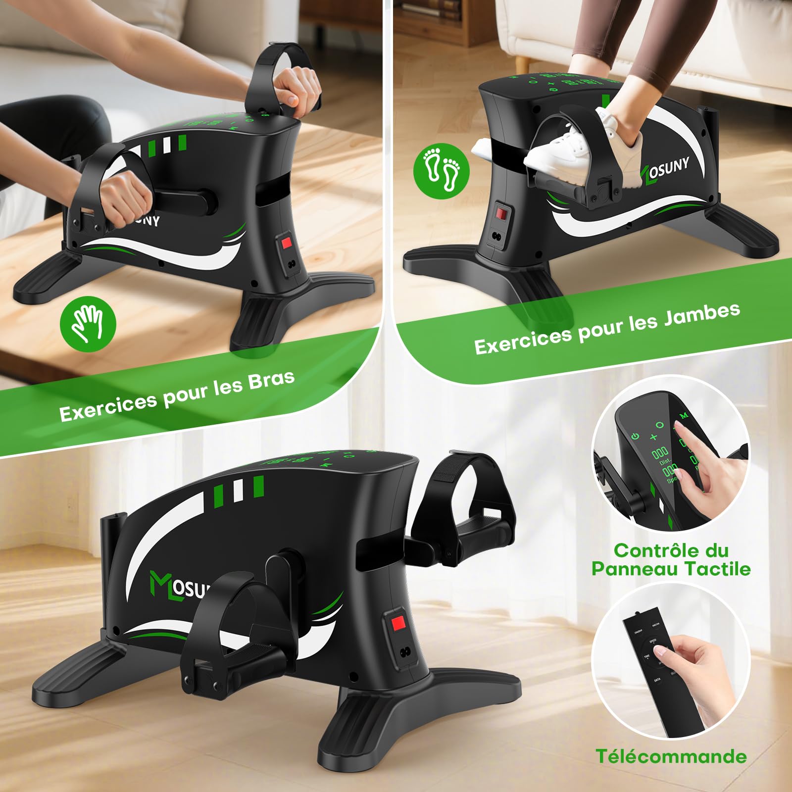Mini Velo Appartement Pedalier avec Résistance & Vitesse Adjustable, 2 en 1 Bureau Électrique pour Bras et Jambes, Grand Écran LCD
