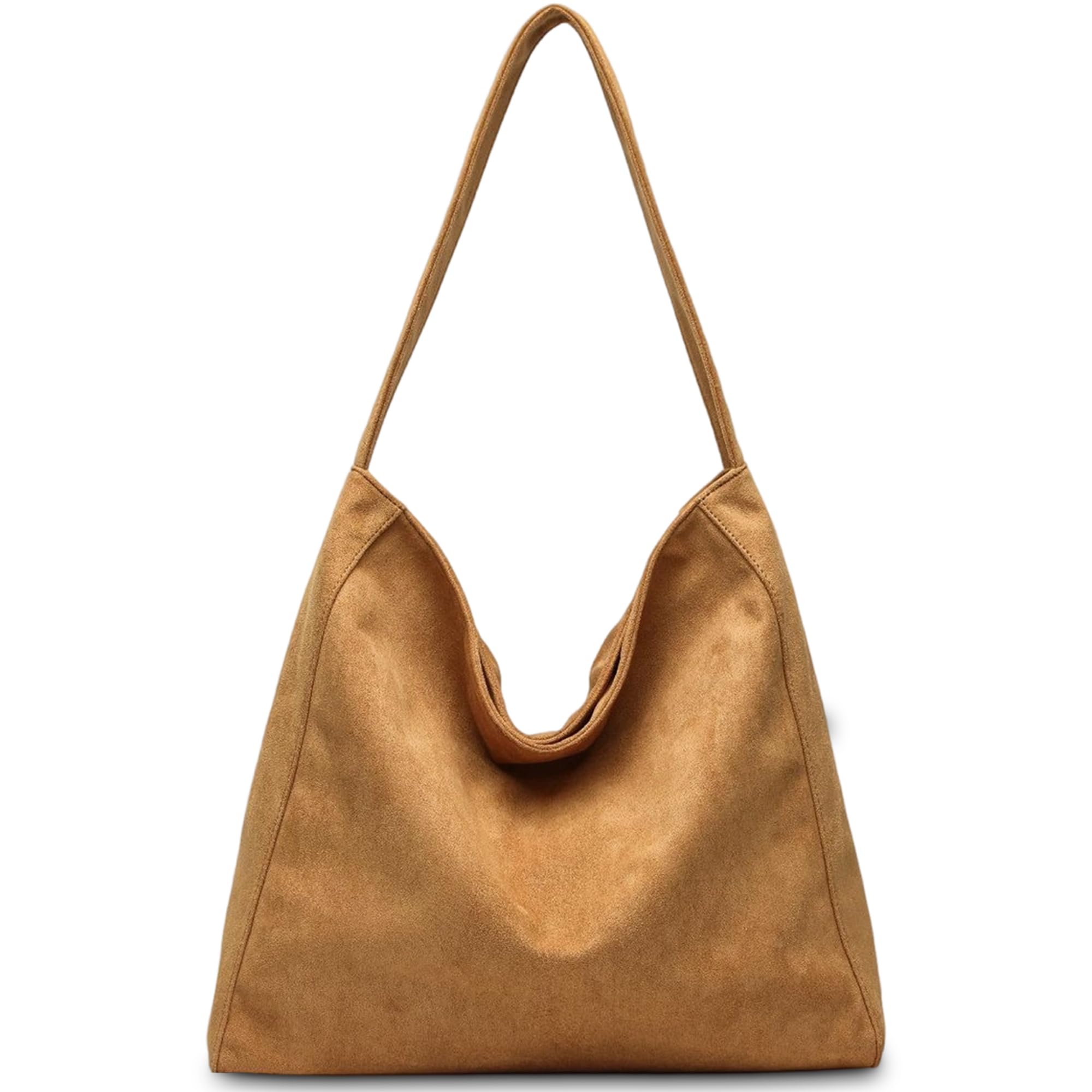 Gluckstar Handtasche Damen Groß, Künstliche Wildleder Tasche Damen, Elegante Shopper Tasche für Frauen, Modische Schultertasche für Freizeit, Arbeit, Reisen, Khaki