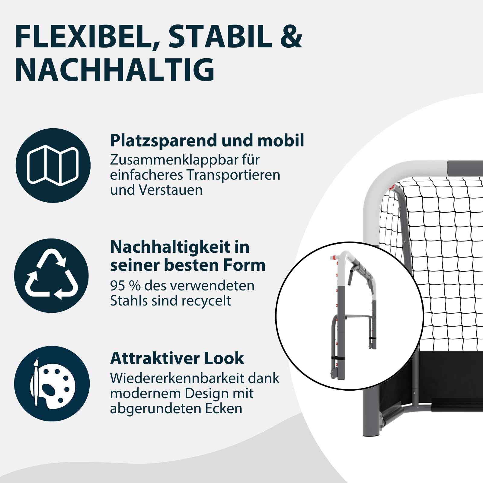 HUDORA Fußballtor RoCo mit Torwand (2-in-1) – Flexibles Targetshot-System – wetterfest, klappbar & stabil – für Kinder und Erwachsene – inkl. Punktzähler und variablen Zielöffnungen