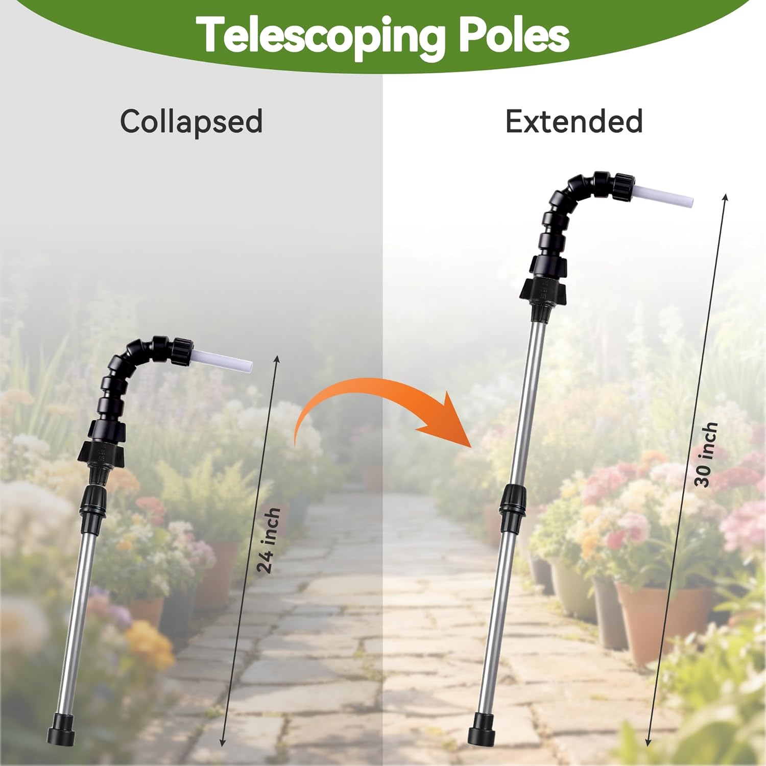 High Reach Electric Water Sprayer Wand for Hanging Plants, Telescoping Indoor Plant Waterer with Pump, 180° Adjustable Watering Nozzle, Fan Spray Head, High Flow Leak-Proof Design