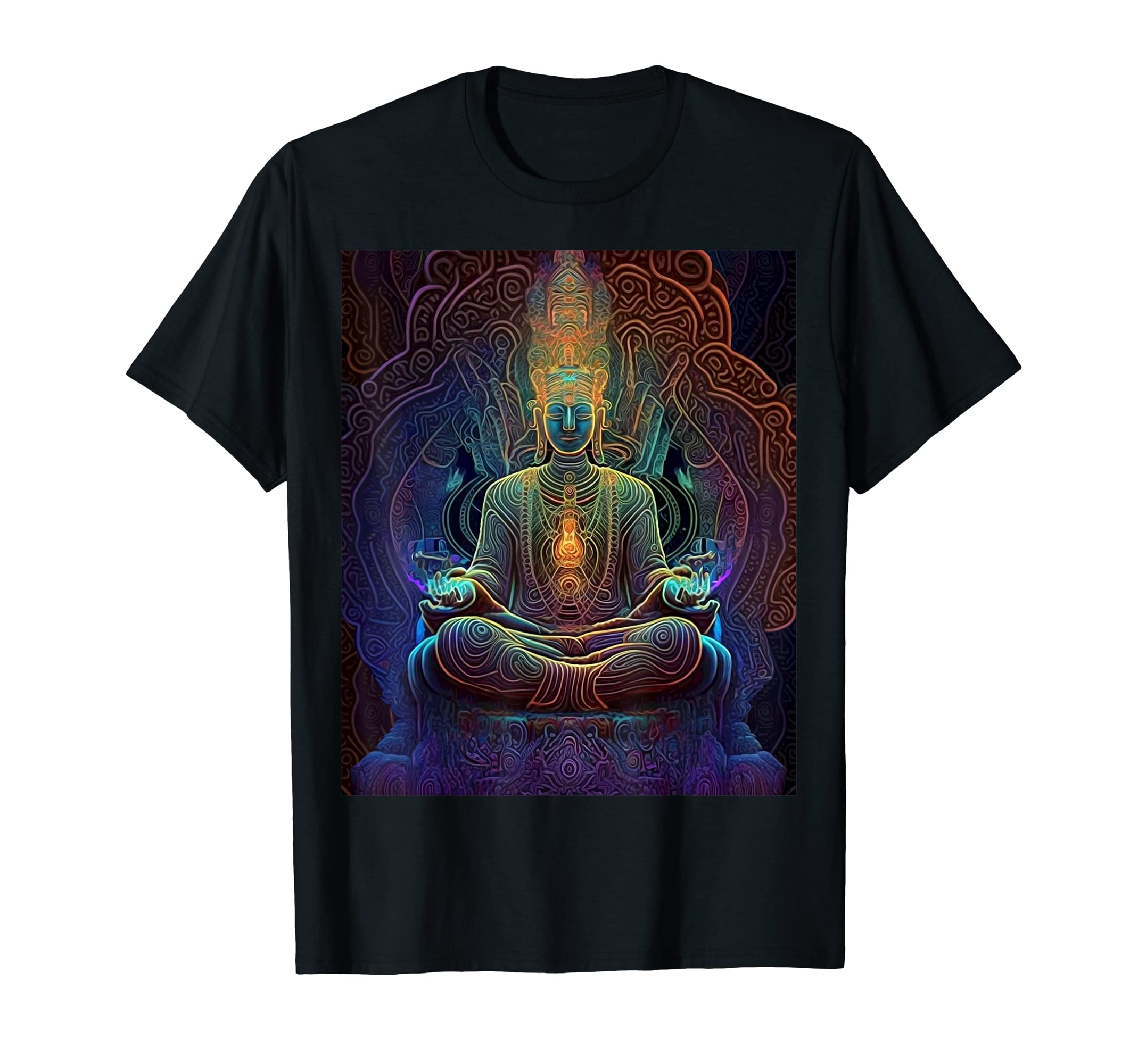 Higher Dimension Zen Buddhism Chakra BalancingColorful Psychedelic Ornate Spiritual Buddha Meditation T-Shirt