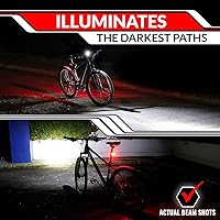 Vista 5 de Bike Lights for Night Riding, USB Rechargeable Front and Back Lights, LED Bicycle Headlight and Tail Light Set, Water Resistant Bike Lights