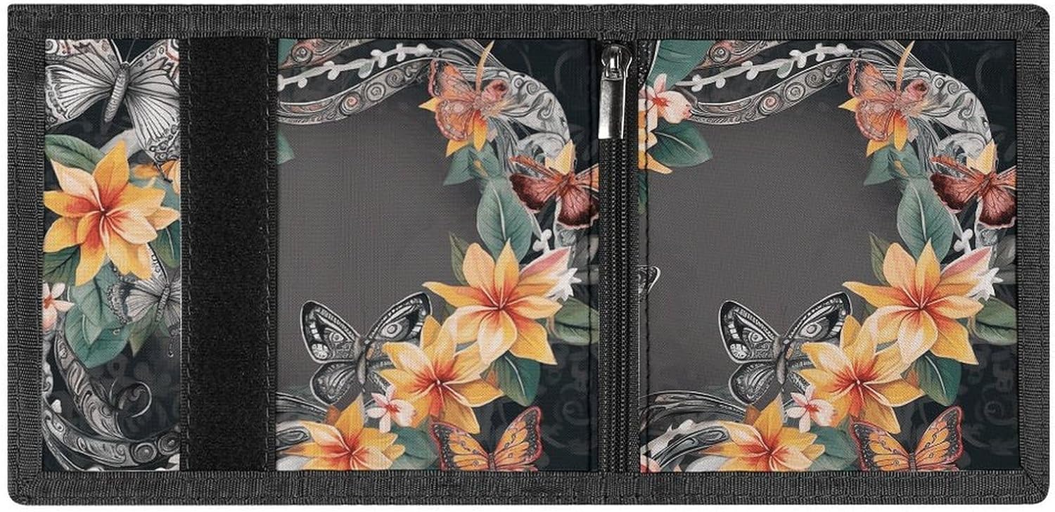 Butterflies And Garland Images Trifold Wallets Slim Wallet Novelty Pocket Purse Multiple Card Slots Outdoor Travel Wallet Stylish Durable Wallets For Men Women