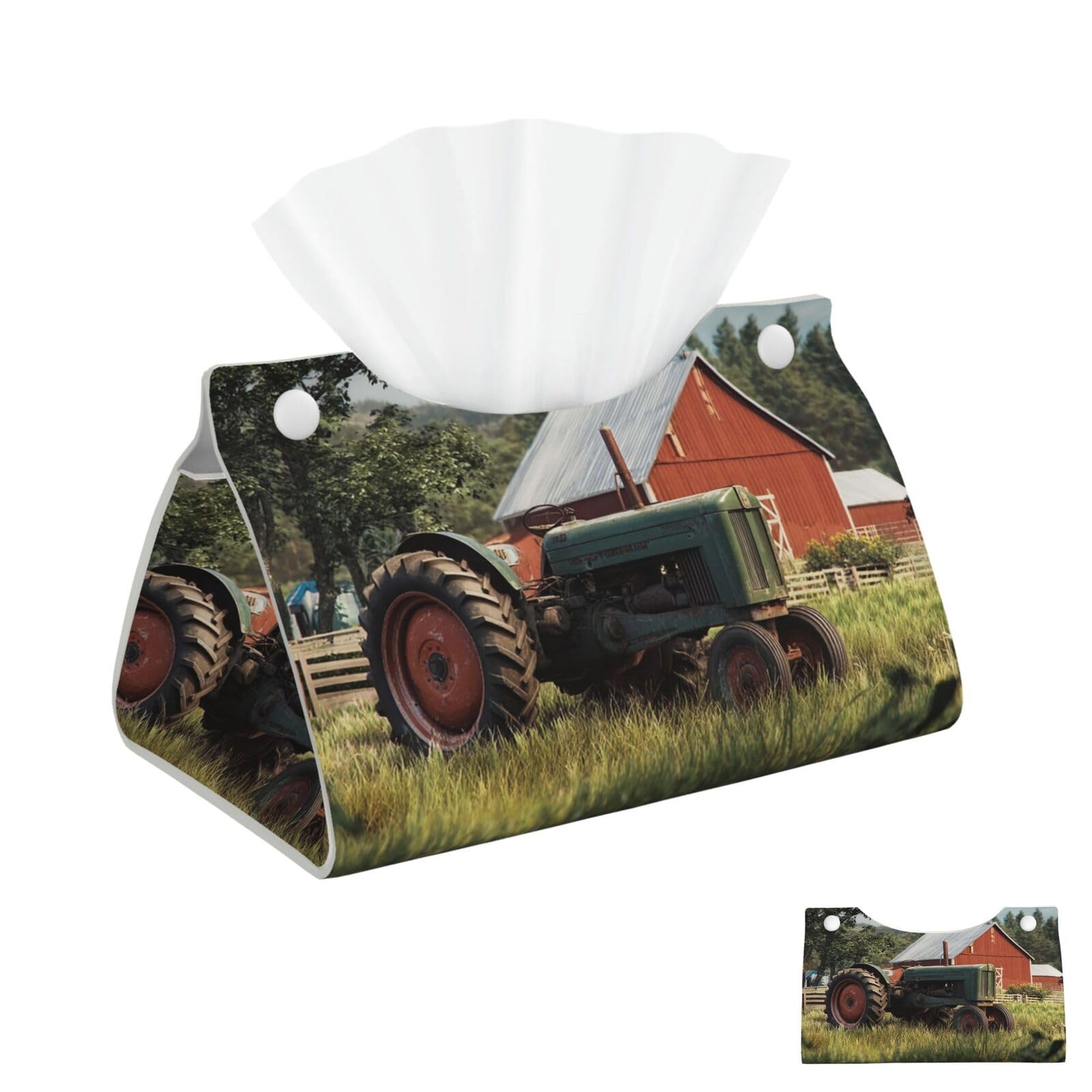 Company Farm Tractor Tissue Box Cover Square Cube Boxes