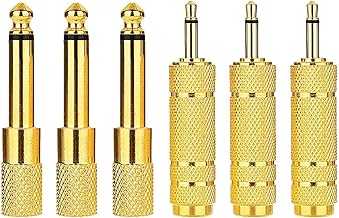 Greluma 6 pcs TS 3.5 mm Female Plug to 6.35 mm Male Connector and 1/8 Inch Mono Male Jacobo to 1/4 Inch Female Audio Plug Converter Adapter for Headphones, Microphone, Speaker, Guitar