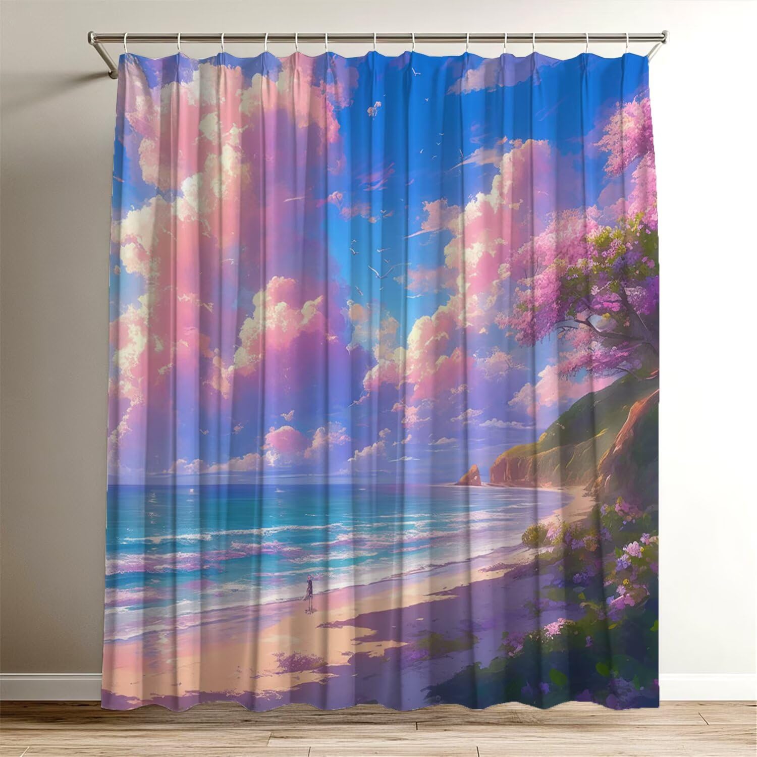 Rideau de douche 100x120 imperméable en polyester avec 12 crochets