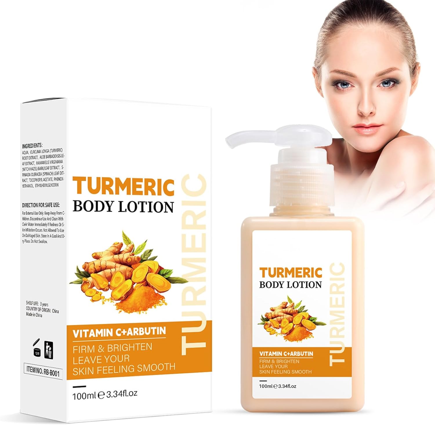 Rostblant Lotion pour le corps au curcuma, Lotion éclaircissante pour le corps, Crème hydratante et éclaircissante pour le corps Lotion de traitement pour le corps pour les peaux sèches et rugueuses