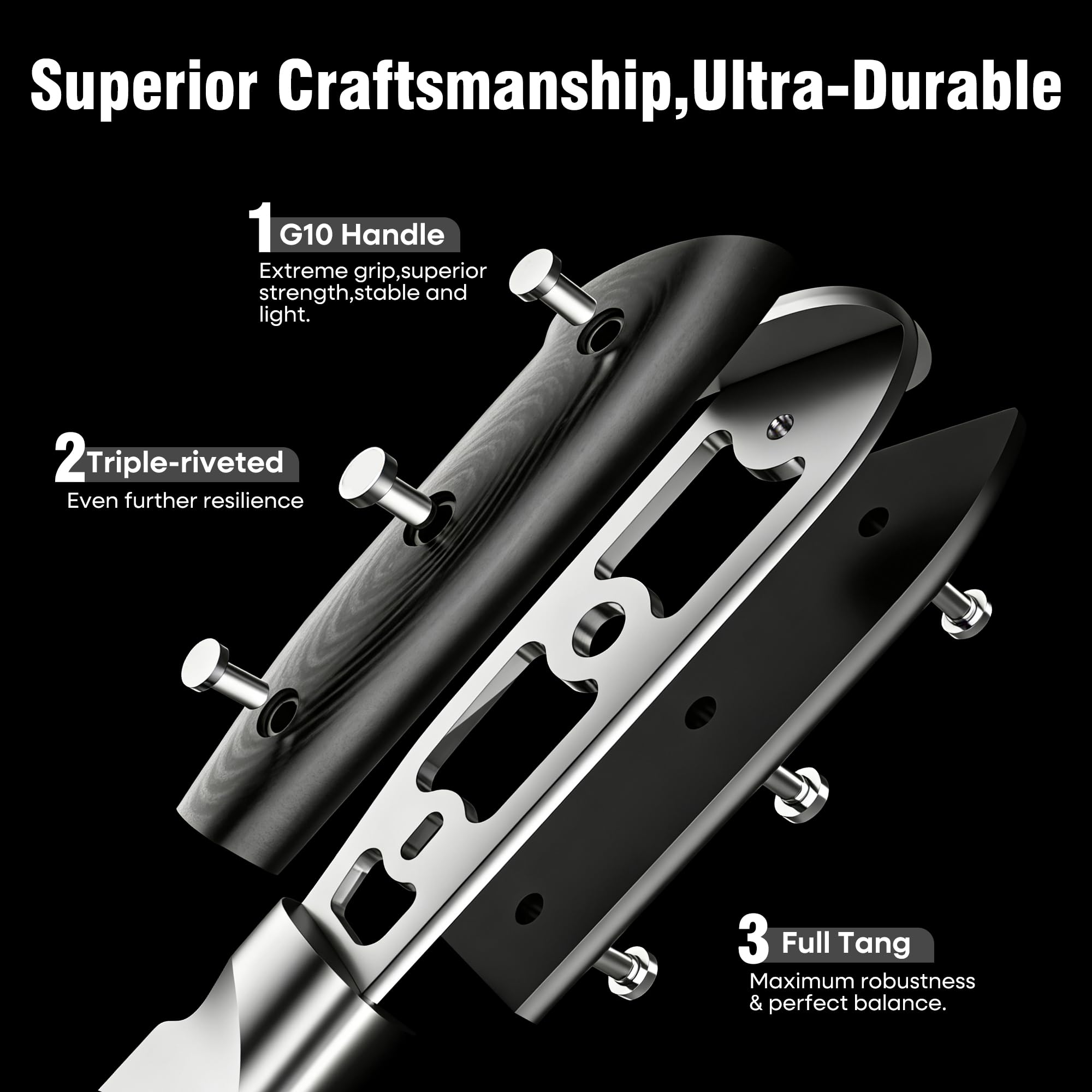 PAUDIN Carving Knife Set, 8" Meat Slicing Knife, 7" Turkey Fork, Gift Box — Amazon image 4