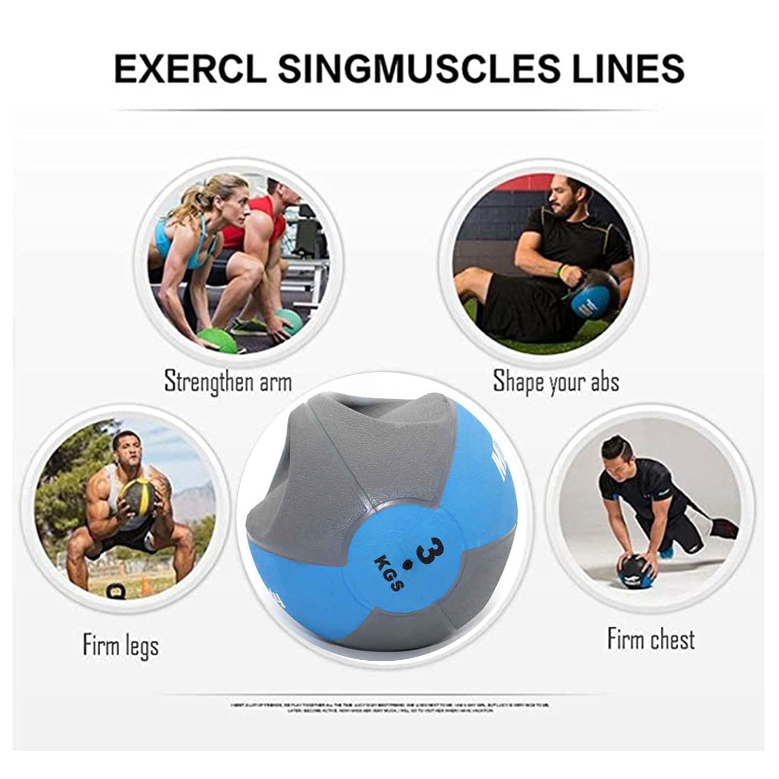 Balón Medicinal Bola De Gravedad De La Bola De La Bola De La Bola De Goma De Doble Asa, Gimnasio del Hogar Gimnasio Gimnasio Pilates Aeróbicos Fitness Ball, 3kg